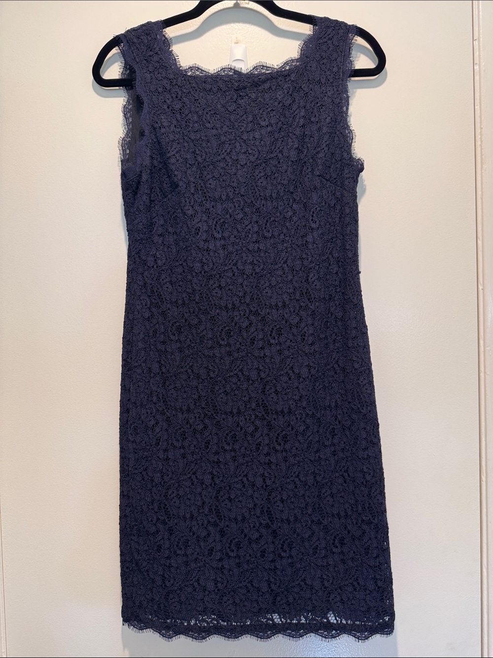 Adrianna Papell Navy Lace Midi Sheath Dress